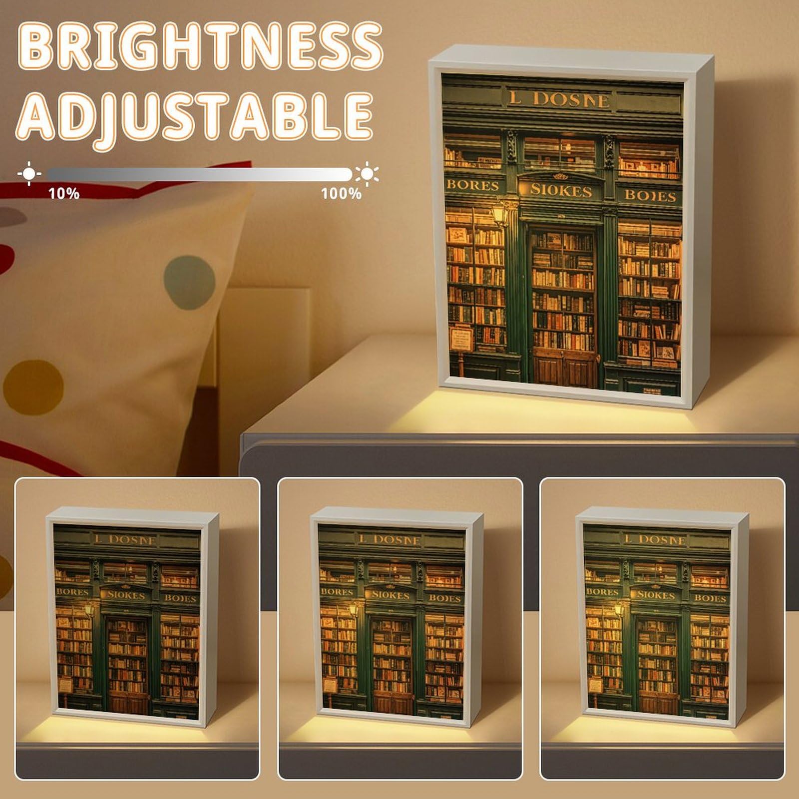 VFMNT Night Light Vintage London Bookstore Nightlight for Adults